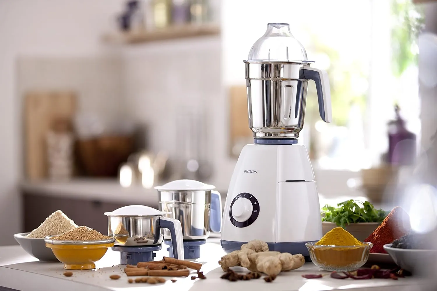 Philips Viva Collection HL7701/01 Mixer Grinder, 750 Watts, 4 Jars (Elegant Lavender and White)