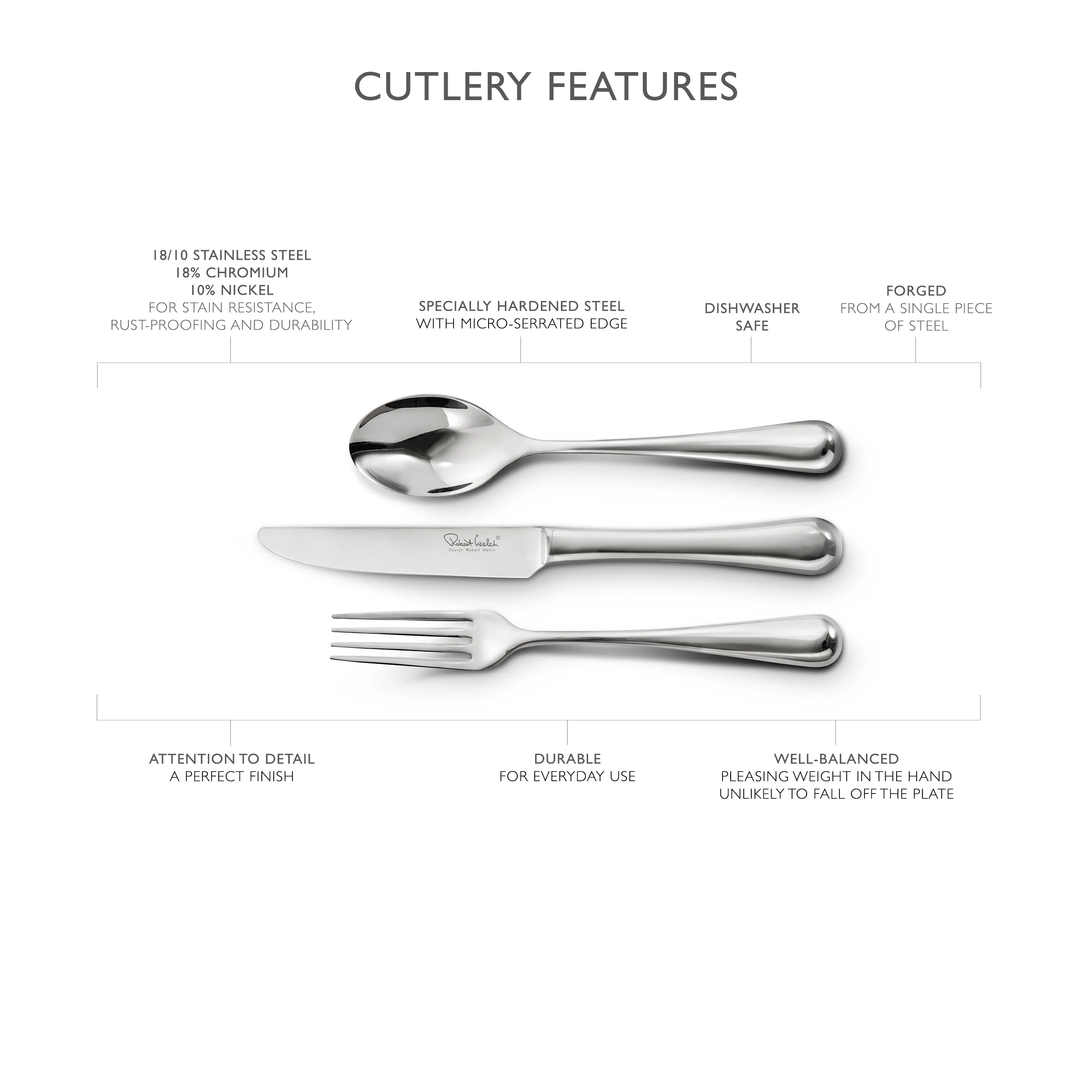 Radford Air Bright Cutlery Set, 42 Piece for 6 People