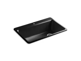 Riverby 33" x 22" x 9.63" Single-Basin Workstation Drop-In Kitchen Sink in Black Black - Single-Hole