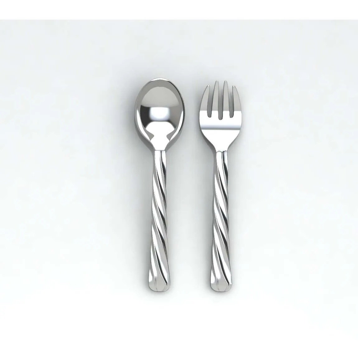 Silver Plated Twisted Spoon & Fork Set