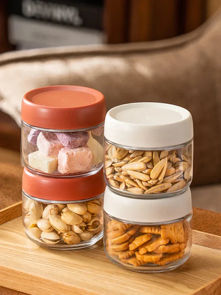 SINOTAO  -  280ml Glass Sealed Jar Candy Nuts Coffee Bean Powder Storage Jar Tea Box Kitchen Dry Goods Storage Bottle Table Top Jewelry Box