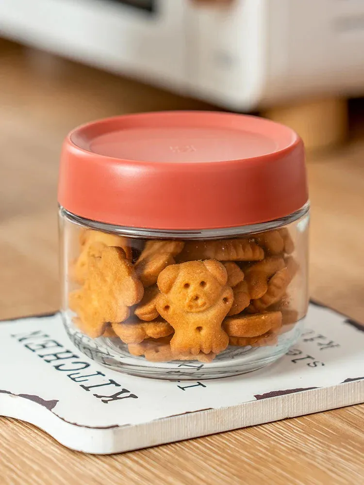 SINOTAO  -  280ml Glass Sealed Jar Candy Nuts Coffee Bean Powder Storage Jar Tea Box Kitchen Dry Goods Storage Bottle Table Top Jewelry Box