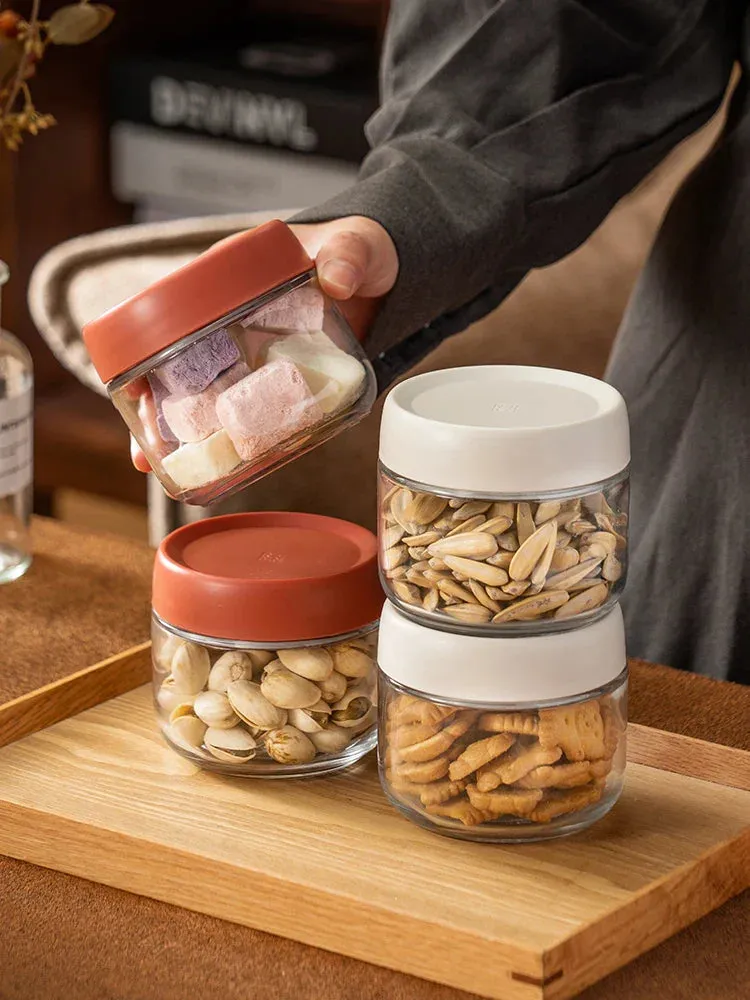 SINOTAO  -  280ml Glass Sealed Jar Candy Nuts Coffee Bean Powder Storage Jar Tea Box Kitchen Dry Goods Storage Bottle Table Top Jewelry Box
