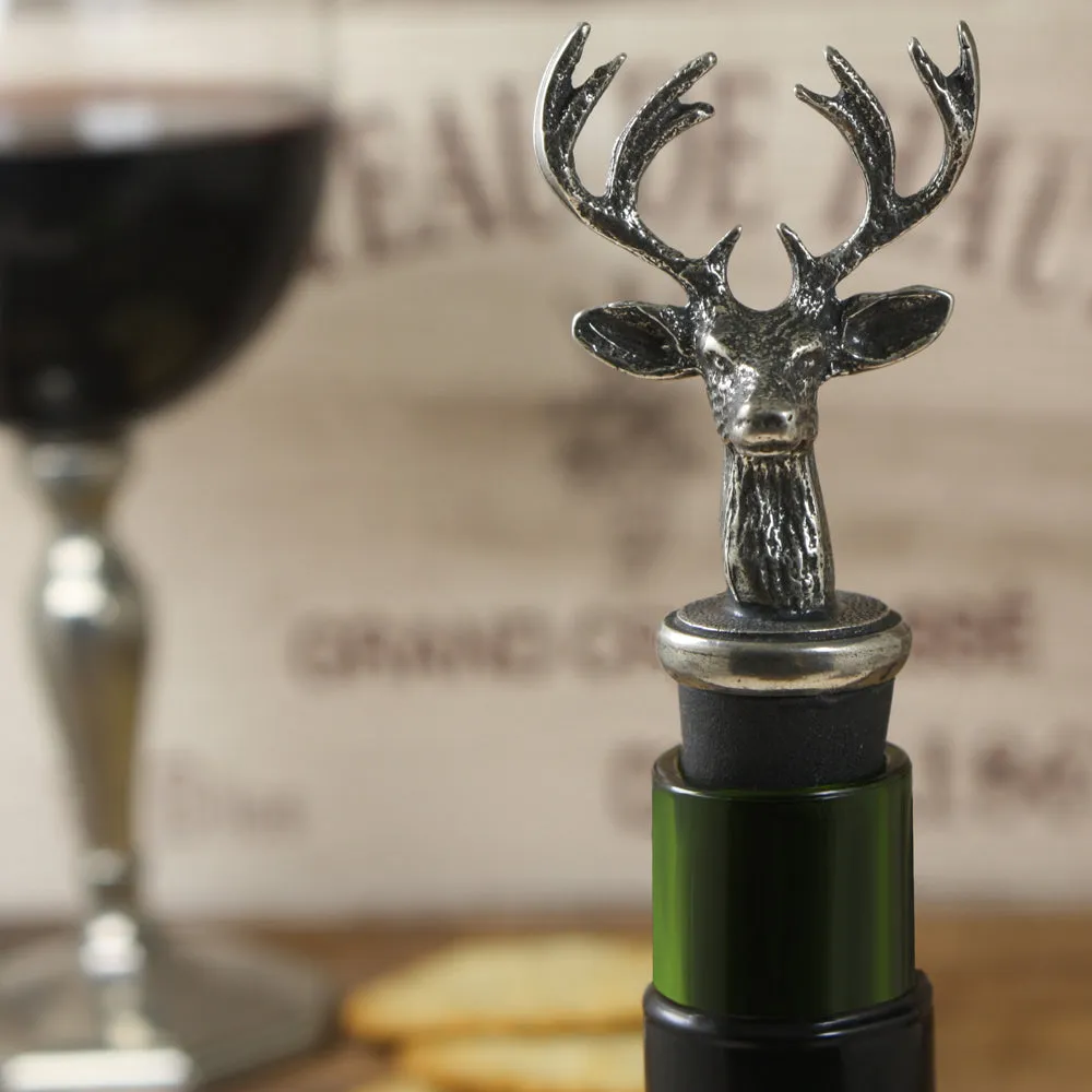 Stag Head Pewter Wine Bottle Stopper