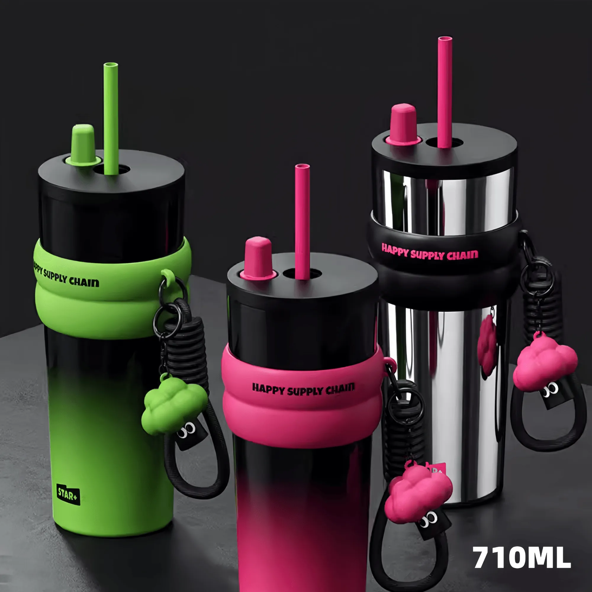 710ml Aurora Star Night Straw Cup