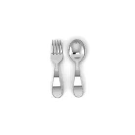 Sterling Silver Feeding Spoon & Fork Set - Beaded