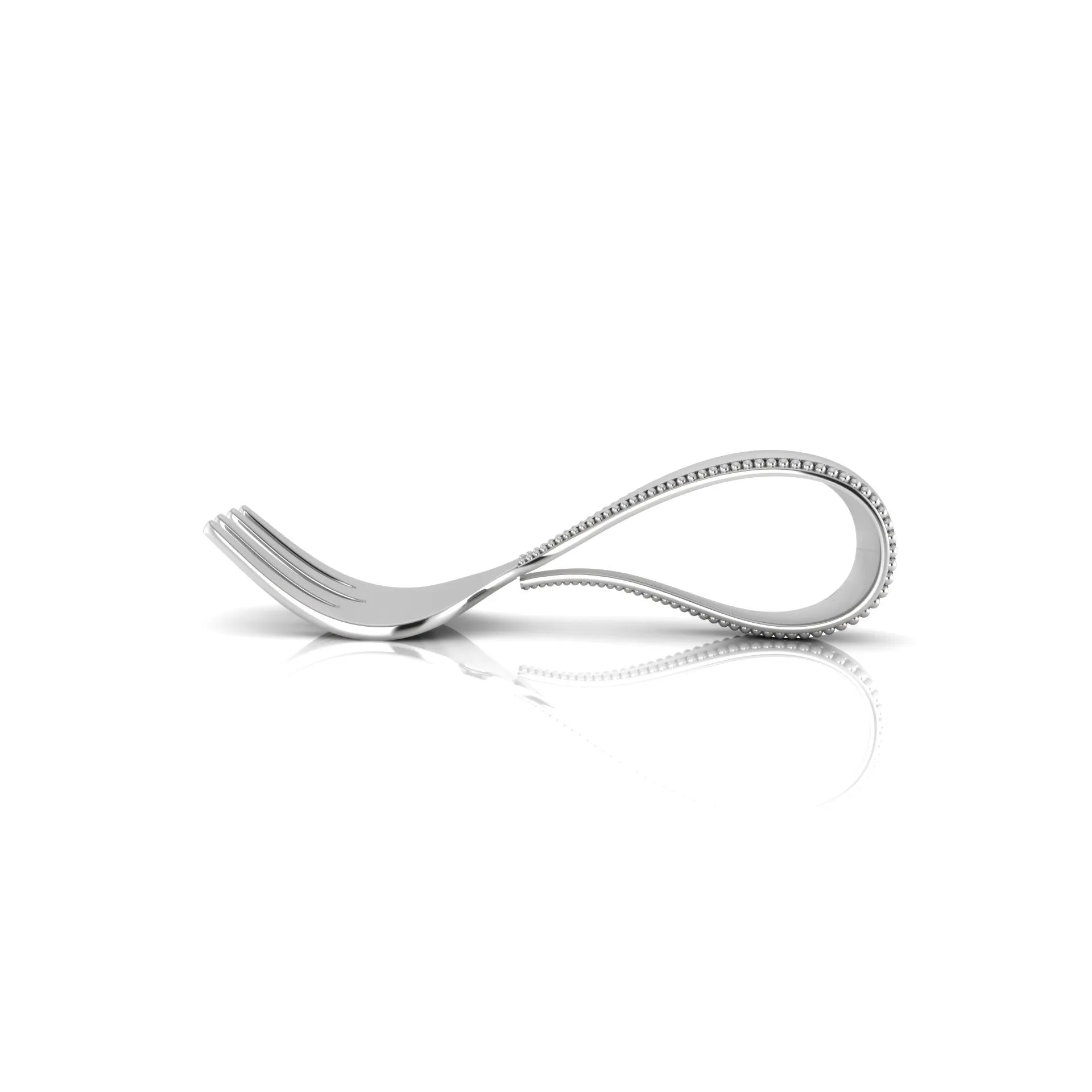 Sterling Silver Spoon/Fork Set - Beaded Loop