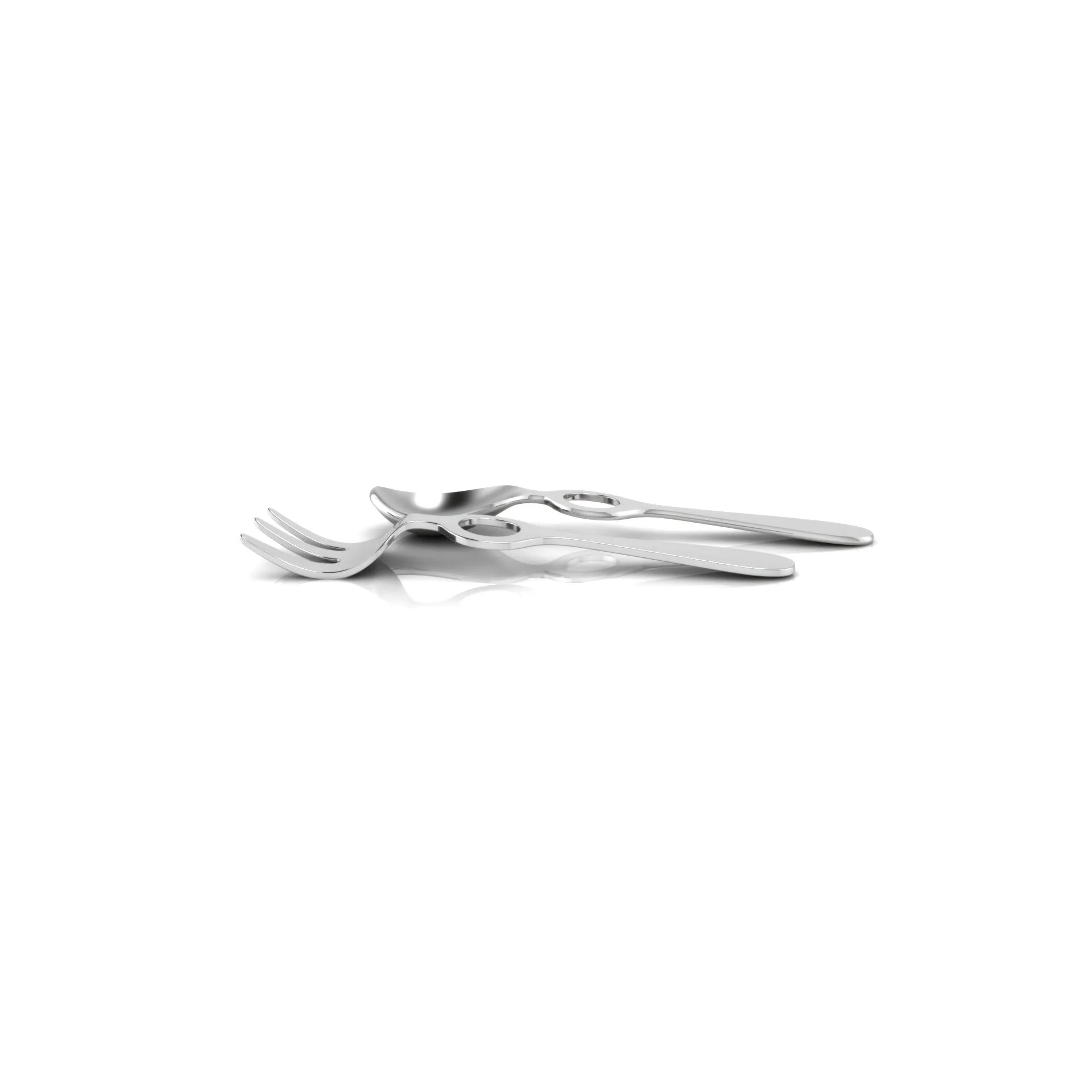 Sterling Silver Spoon/Fork Set - Circle