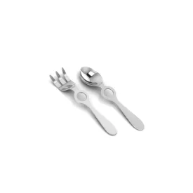 Sterling Silver Spoon/Fork Set - Circle