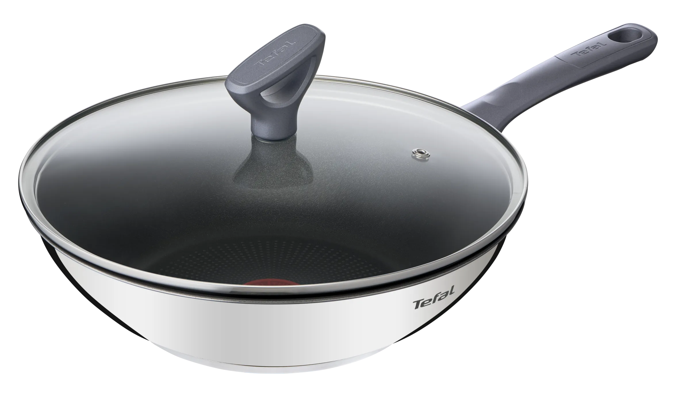 Tefal Daily Cook Stainless Steel Induction Wok 28cm   lid